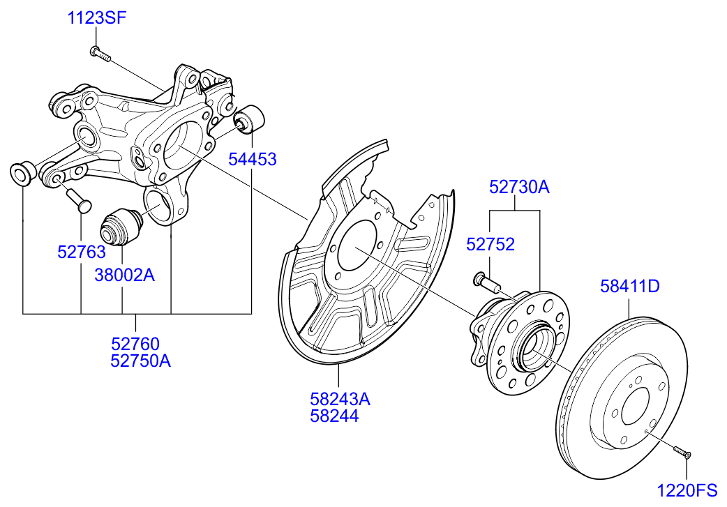 Поворотный кулак задний левый для Хендай i40 2015-2018