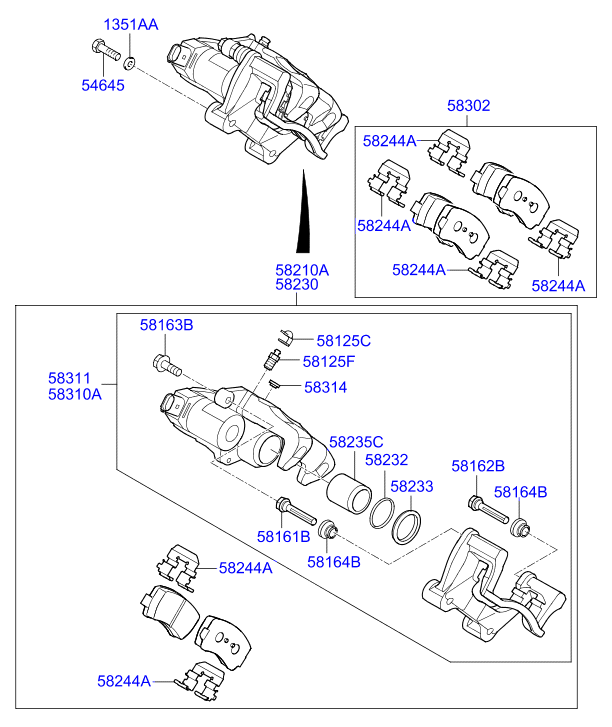 Суппорт тормозной задний левый для Хендай i40 2015-2018