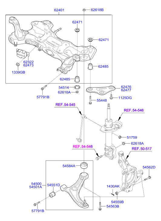 Подрамник передний для Хендай i40 2015-2018