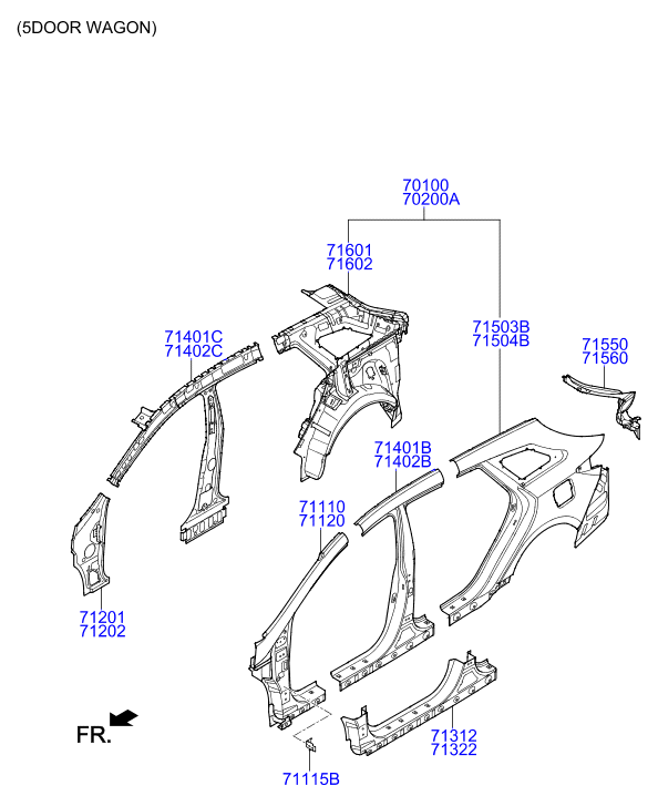 Центральная стойка кузова правая для Хендай i40 2015-2018