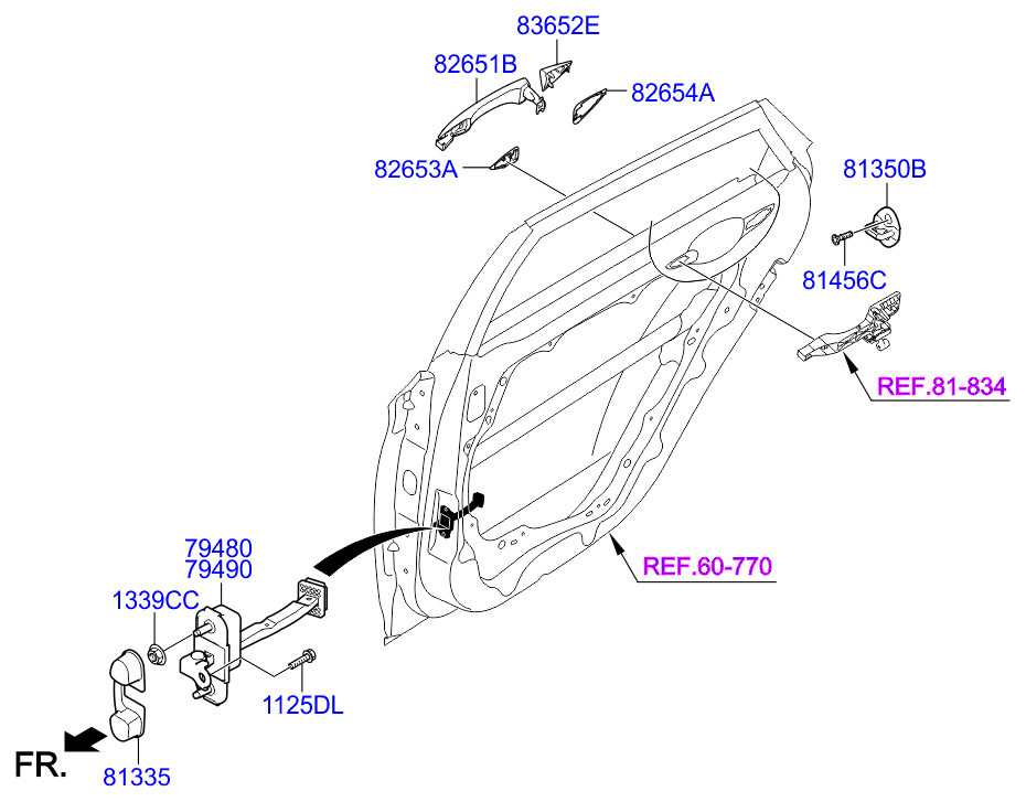 Ручка задней правой двери для Хендай i40 2015-2018