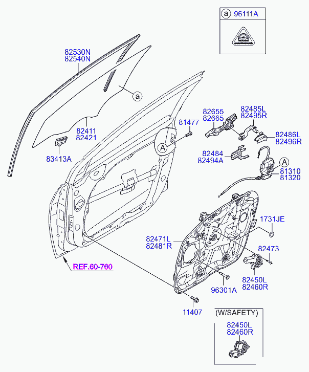 Стекло передней правой двери для Хендай i40 2011-2015