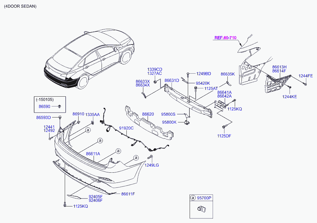 Усилитель заднего бампера для Хендай i40 2011-2015