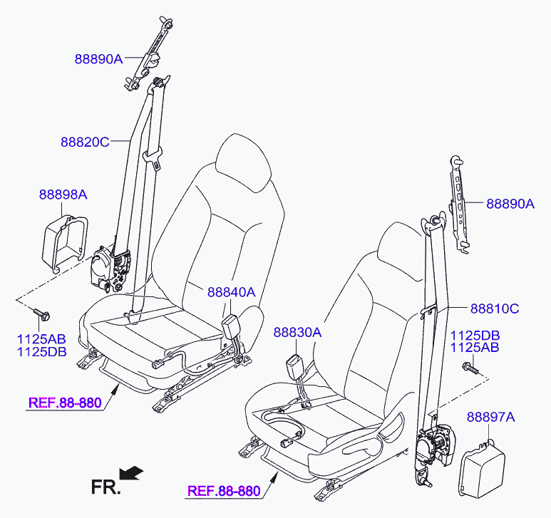 Ремень безопасности переднего пассажира для Хендай i40 2011-2015