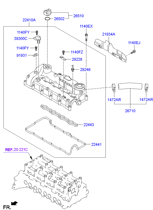 Клапанная крышка для Хендай ix35 2010-2013