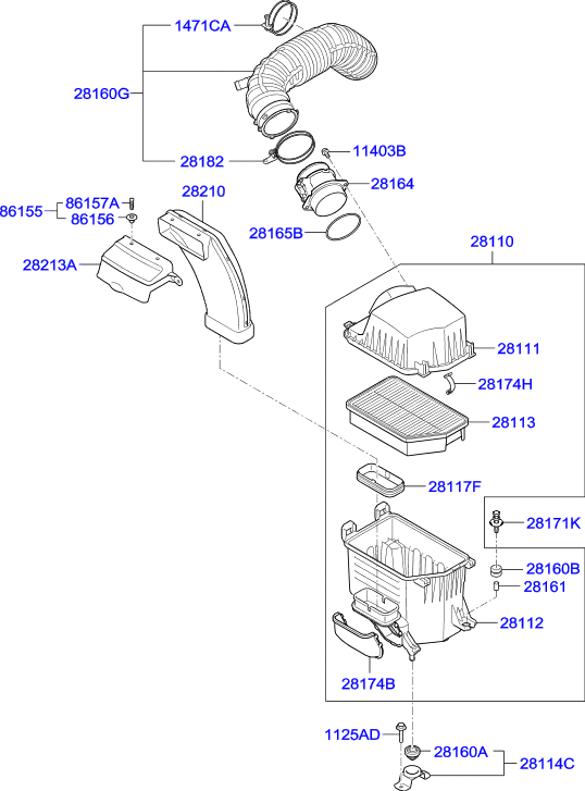 Корпус воздушного фильтра в сборе для Хендай ix35 2010-2013