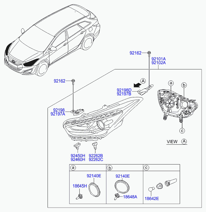 Фара левая в сборе для Хендай i40 2011-2015