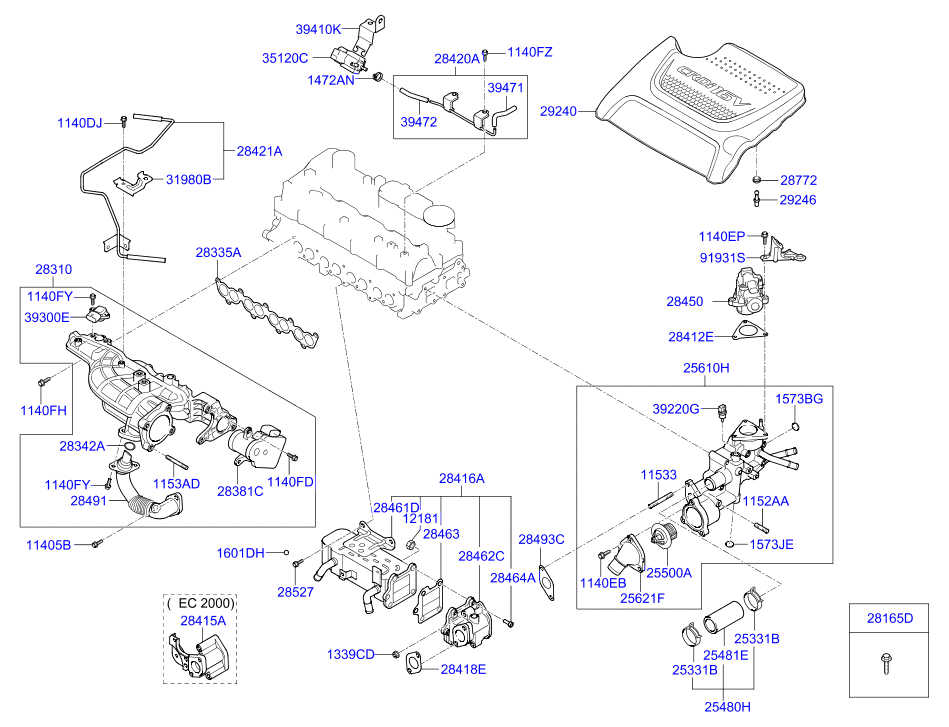 Корпус термостата в сборе для Хендай ix35 2010-2013