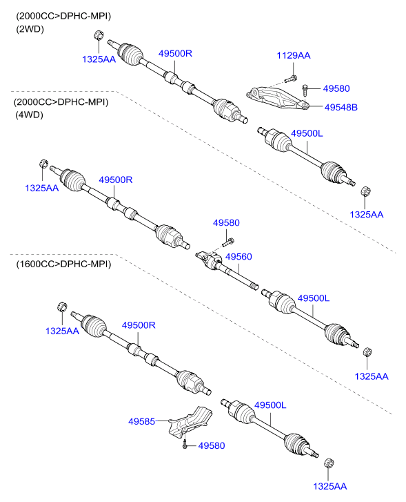 Приводной вал передний правый для Хендай ix35 2010-2013