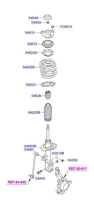 Стойка передняя левая для Хендай ix35 2010-2013