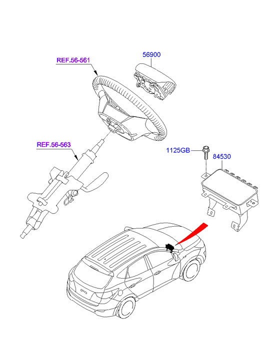 Подушка безопасности пассажира для Хендай ix35 2010-2013