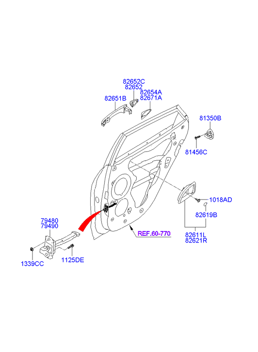 Ручка задней правой двери для Хендай ix35 2010-2013