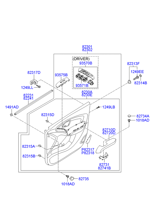 Кнопки стеклоподъёмников водительской двери для Хендай ix35 2010-2013