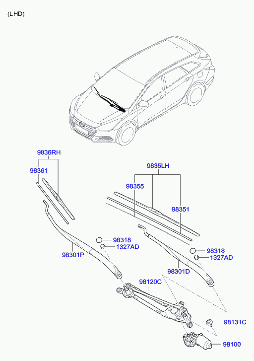 Трапеция переднего стеклоочистителя для Хендай i40 2011-2015
