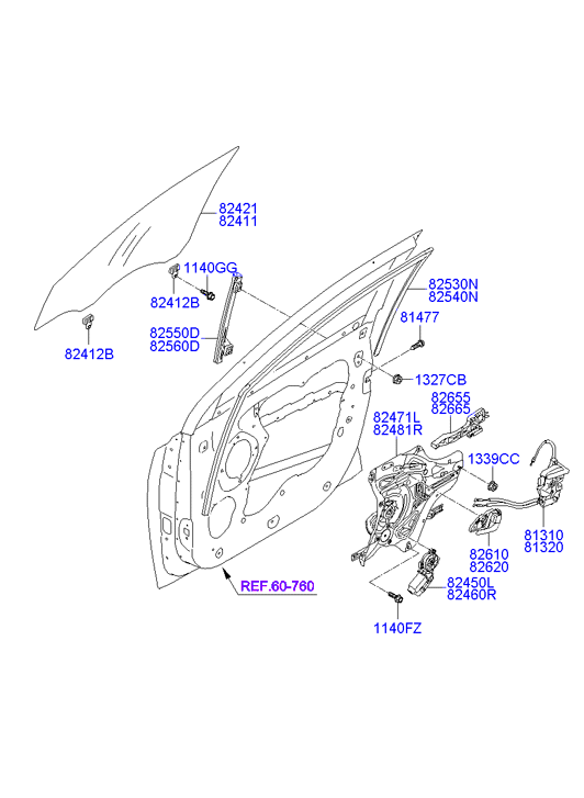 Стекло передней левой двери для Хендай ix35 2010-2013