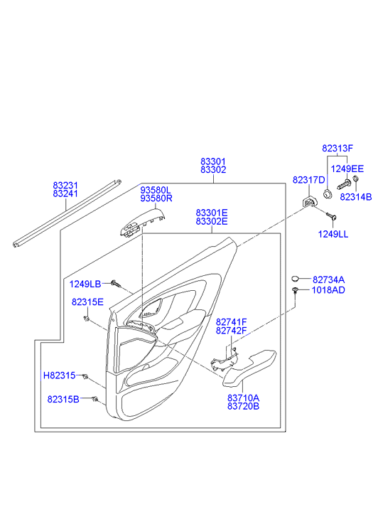 Панель отделки задней левой двери для Хендай ix35 2010-2013