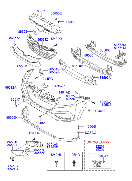 Усилитель переднего бампера для Хендай ix35 2010-2013