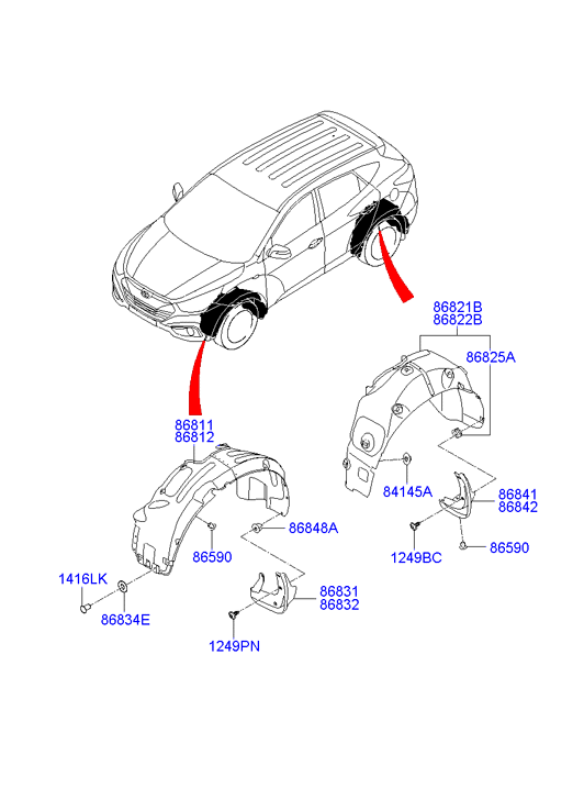 Подкрылок передний левый для Хендай ix35 2010-2013