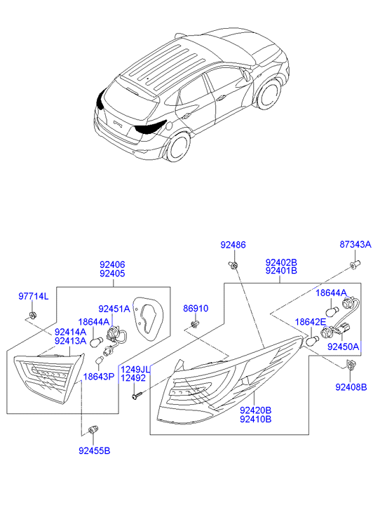 Фонарь задний правый на багажнике для Хендай ix35 2010-2013