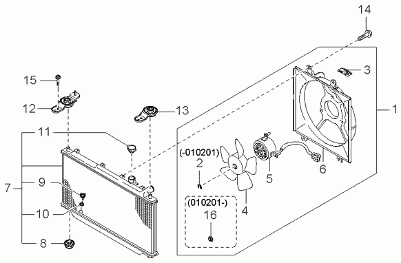 Радиатор двигателя в сборе для Киа Спектра 2004-2011