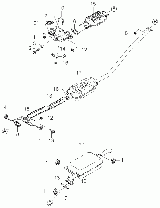 Глушитель средний для Киа Спектра 2004-2011