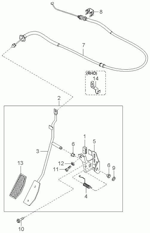 Педаль газа для Киа Спектра 2004-2011