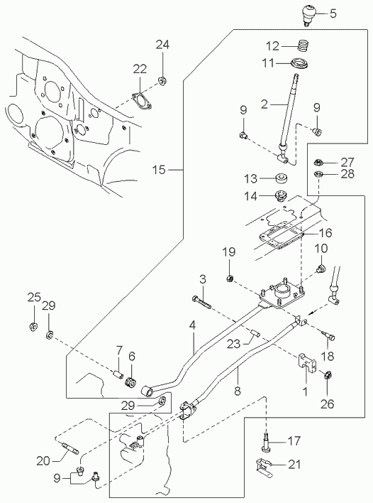 Трос переключения скоростей для Киа Спектра 2004-2011 