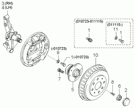 Ступица задняя левая для Киа Спектра 2004-2011