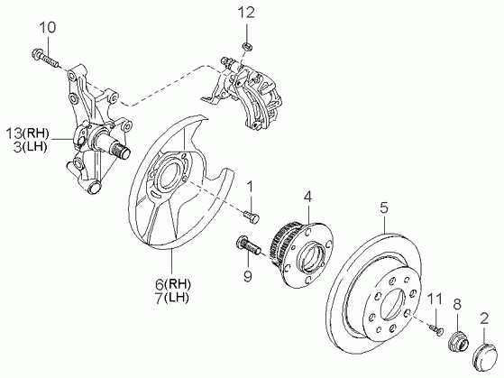 Диск тормозной задний для Киа Спектра 2004-2011