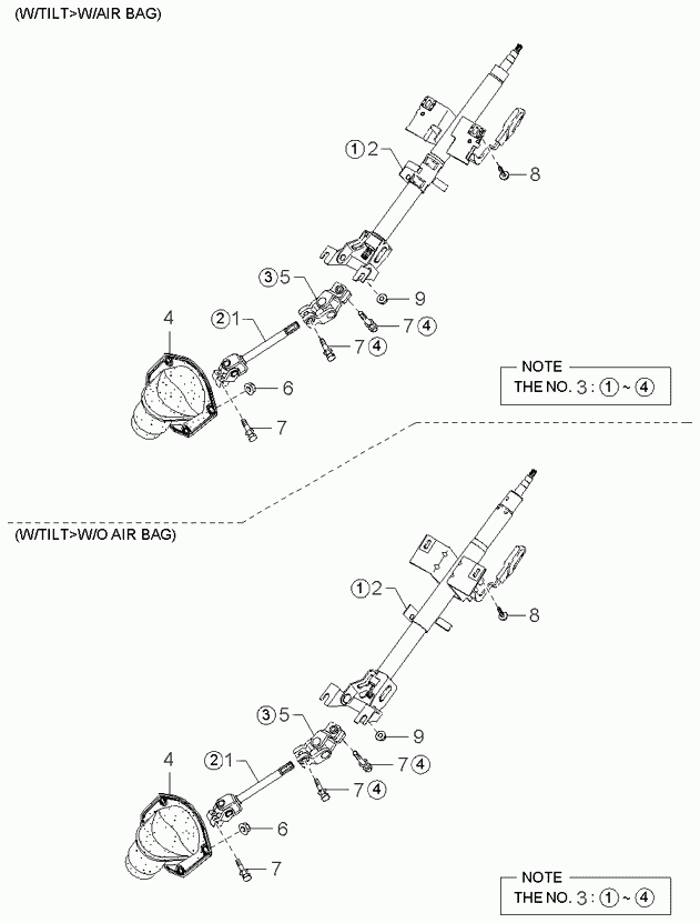 Рулевой вал нижний для Киа Спектра 2004-2011