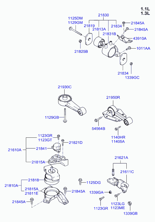 Подушка двигателя левая для Хендай Гетц 2002-2005