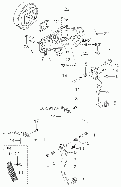 Педаль тормоза для Киа Спектра 2004-2011