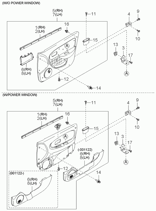 Панель отделки передней левой двери для Киа Спектра 2004-2011