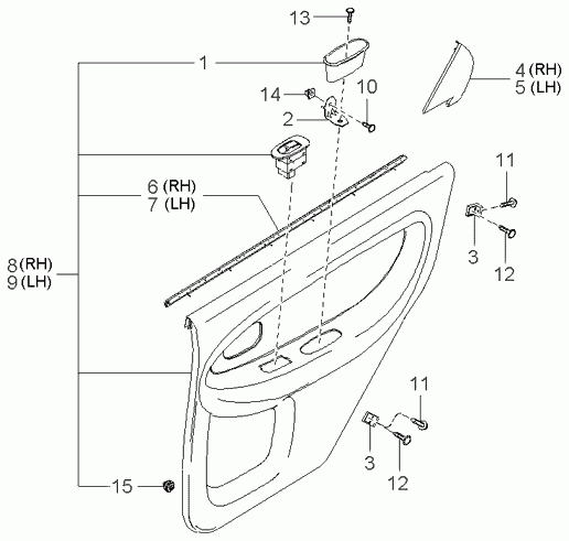 Панель отделки задней левой двери для Киа Спектра 2004-2011