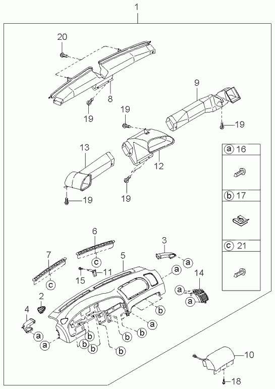 Подушка безопасности пассажира для Киа Спектра 2004-2011