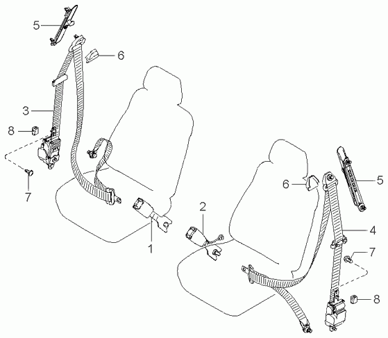 Ремень безопасности водителя для Киа Спектра 2004-2011