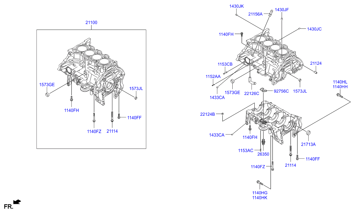 Блок цилиндров в сборе для Хендай ix35 2013-2015