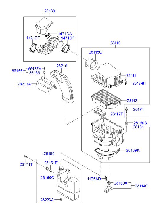Корпус воздушного фильтра в сборе для Хендай ix35 2013-2015