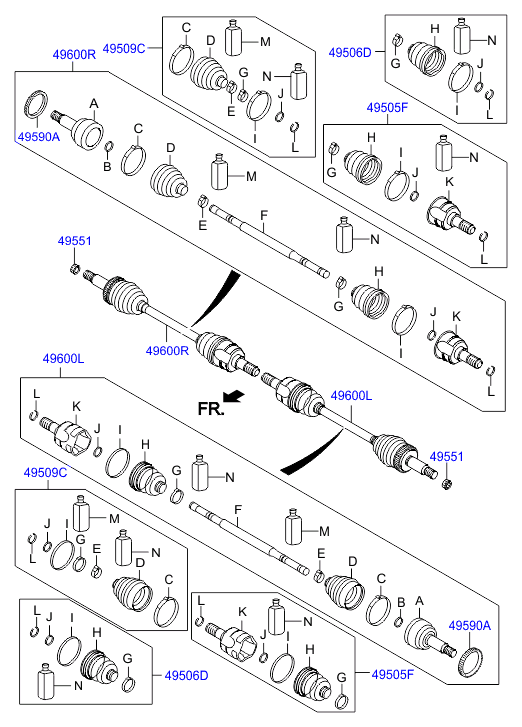 Приводной вал задний правый для Хендай ix35 2013-2015
