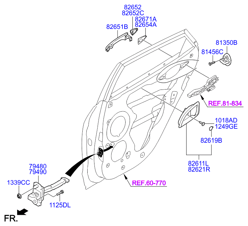 Ручка задней правой двери для Хендай ix35 2013-2015