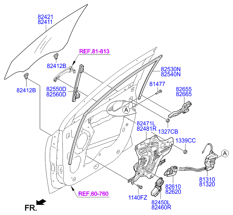 Стекло передней левой двери для Хендай ix35 2013-2015