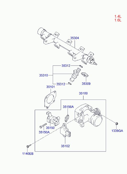 Топливная рампа для Хендай Гетц 2002-2005