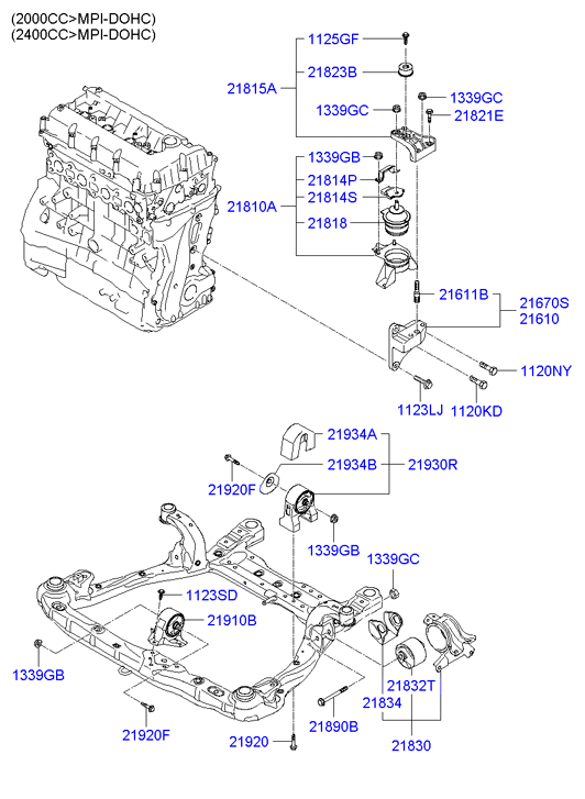 Подушка двигателя правая для Хендай Соната 2001-2012