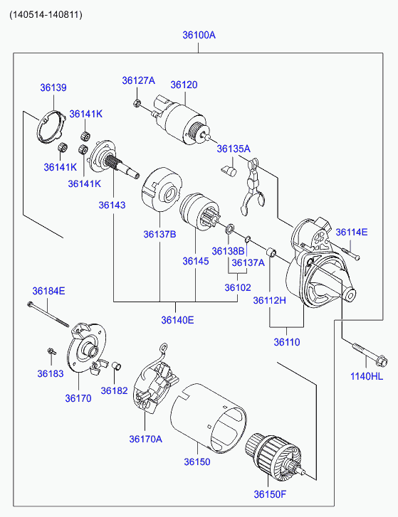 Стартер в сборе для Хендай Гетц 2002-2005
