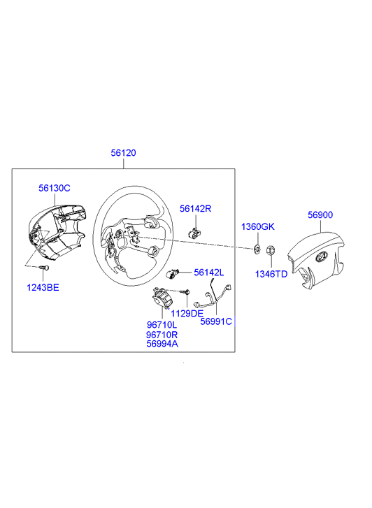 Подушка безопасности водителя для Хендай Соната 2001-2012
