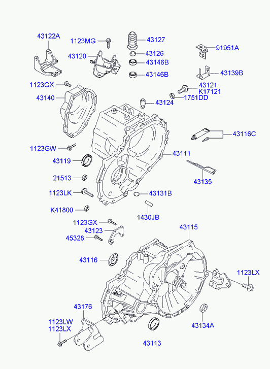 Корпус МКП для Хендай Гетц 2002-2005