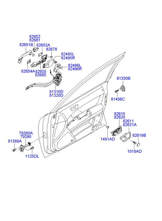 Ручка передней правой двери для Хендай Соната 2001-2012