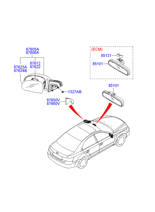 Зеркало боковое левое для Хендай Соната 2001-2012