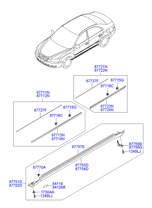Молдинг боковой левый для Хендай Соната 2001-2012
