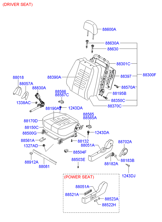 Спинка переднего сиденья пассажира для Хендай Соната 2001-2012 